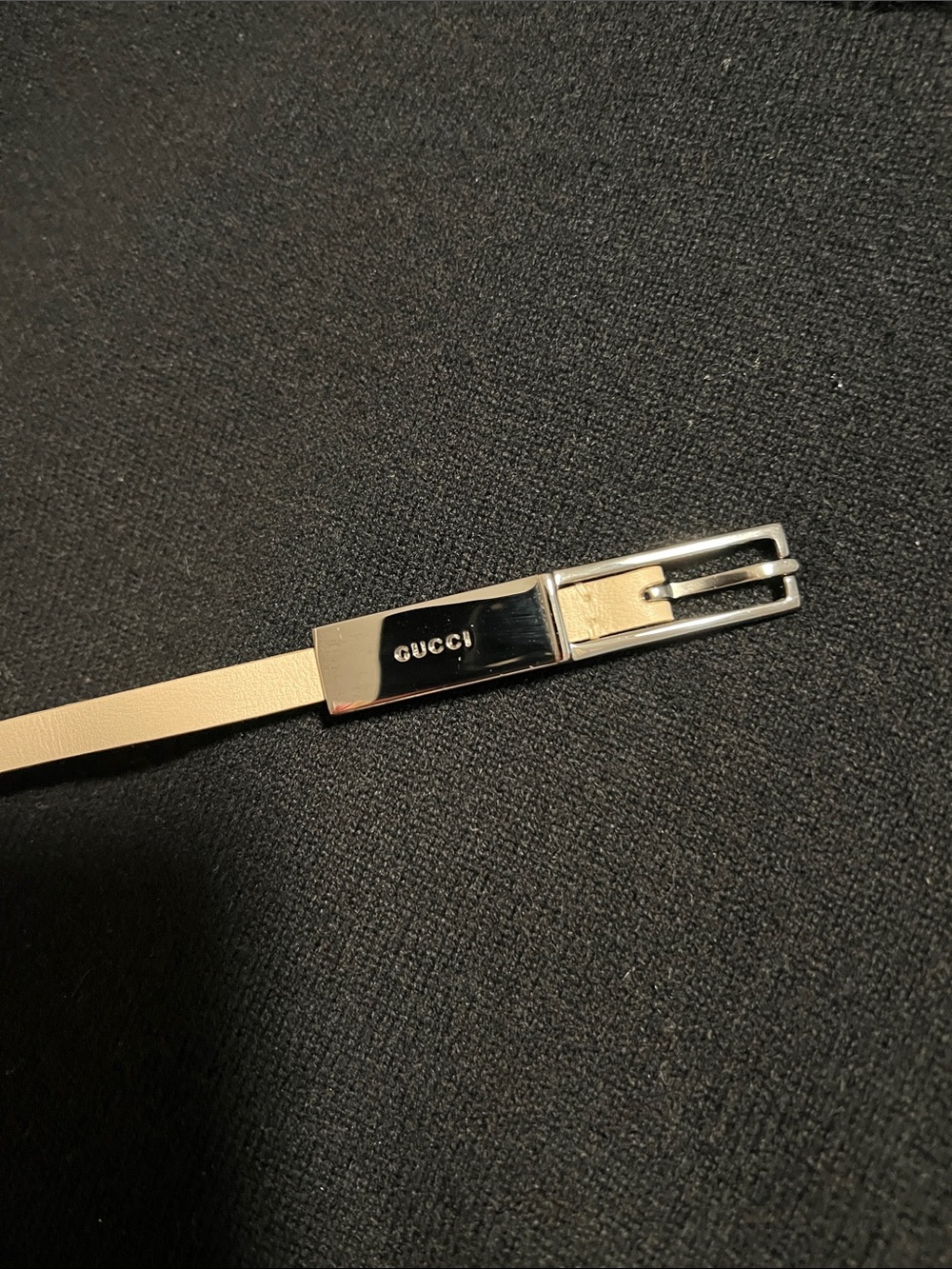 Gucci Beige Leather Belt with Silver Hardware